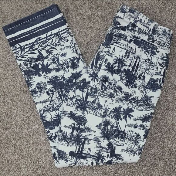 Tory Burch Tropical Toile Print Straight Leg Crop Jeans Size 28 (6-8) - Picture 2 of 10